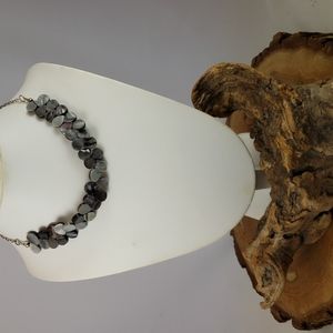 KGO Grey Teardrop Mop Shell & Sterling Necklace